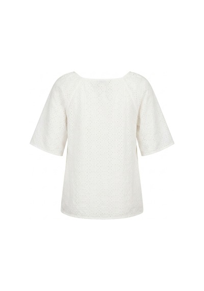 Hanezza Büyük Beden Pamuklu Reglan Kol Bluz - Büzgülü Yaka Beyaz - 527031681 Beyaz