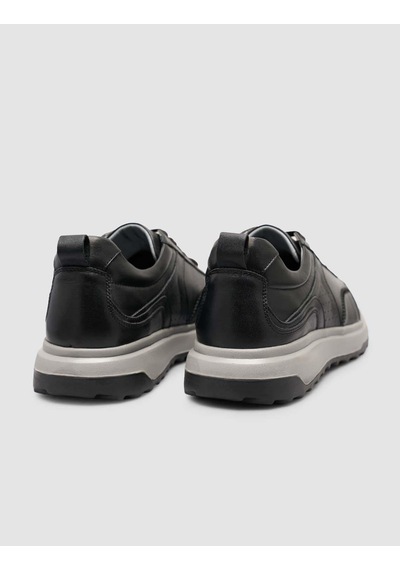 Hakiki Deri Bağıcıklı Siyah Erkek Sneaker Siyah