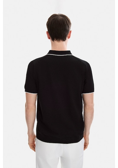 Back And Bond Siyah Fermuarlı Polo Yaka Regular Fit Örme Triko