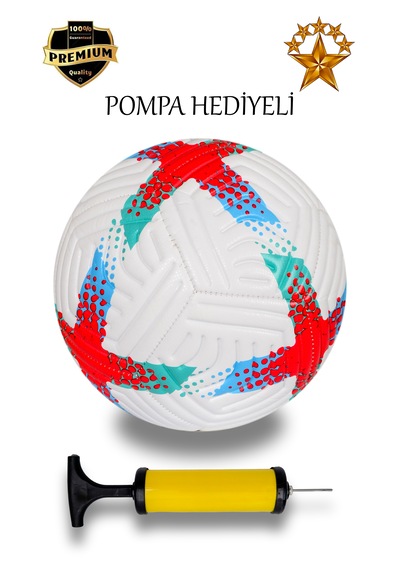 Pompalı Dikişli Futbol Topu Sert Zemin Halı Saha Futbol Topu Kırmızı - Mavi