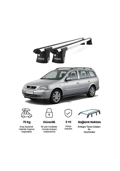 Trio-ı Opel Astra Kombi 1998-2009 Uyumlu Kilitli Ara Atkı 120cm Port Bagaj Tavan Barı