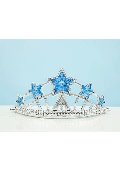 Lvsqvr Yıldız Şekilli Elsa Prenses Kraliçe Tacı Mavi Renk Çocuk Boy 5x17 Cm