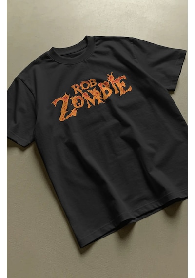 Rob Zombie Rock Metal Müzik Grubu Baskılı Unisex Oversize Premium Siyah