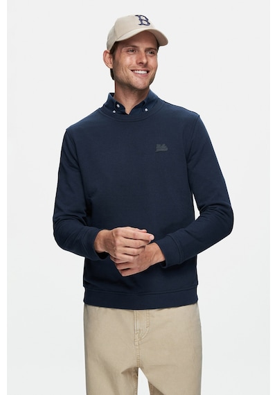 Ucla Suerte Lacivert Bisiklet Yaka Kauçuk Standard Fit Erkek Sweatshirt Lacivert