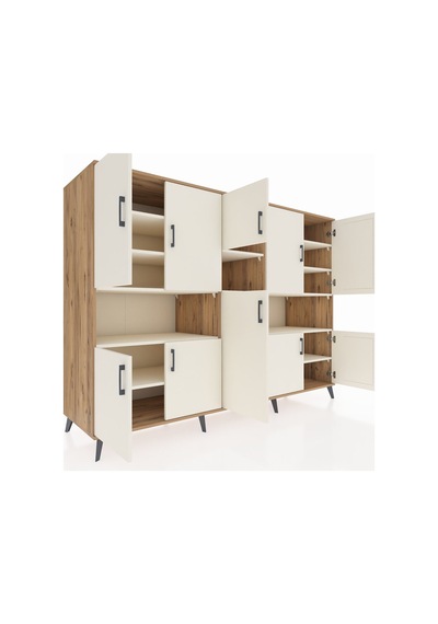 Kronos Dolap 14 Raflı 10 Kapaklı 220x59x163 Çam-aytaşı Aytası - Atlas Çam