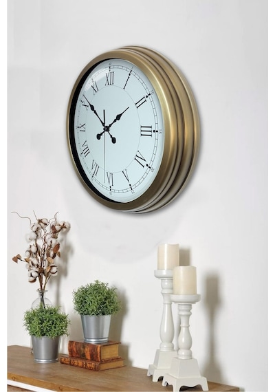 Retro Modern Roma Rakamlı 40 Cm Metal Duvar Saati Diğer