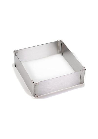 Kare Ayarlanabilir Kek Pasta Kalıbı Yükseklik 8cm Ayarlı Kare Metal Metalik Diğer