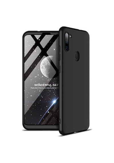 Kilifone - Galaxy A11 Uyumlu Kılıf Parmak İzi Tutmayan Alt Üst Geçmeli 3 Parça Ays Kapak - Siyah - T14156