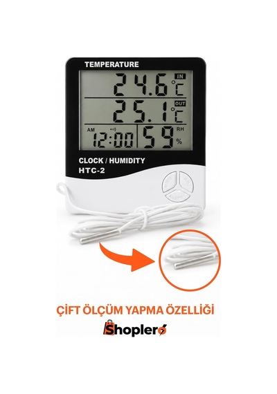 Lexroo Htc-2 Kablolu Termometre Ve Nem Ölçer İç Ve Dış Ortam Takibi İçin Gelişmiş Çözüm