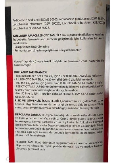 Rebiotic Inoculant Tam Silaj Koruyucu Katkısı-4 Mevsim - 5 Litre