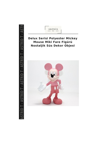 Delux Serisi Polyester Mickey Mouse Miki Fare Figürü Nostaljik Süs Dekor Objesi