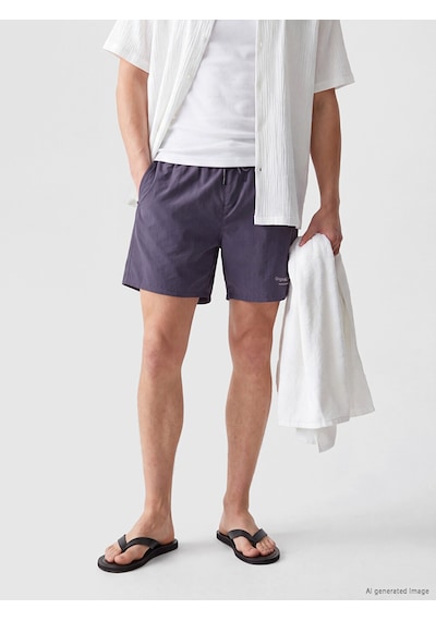 Lcw Swımwear Mor Kısa Boy Baskılı Erkek Deniz Şortu