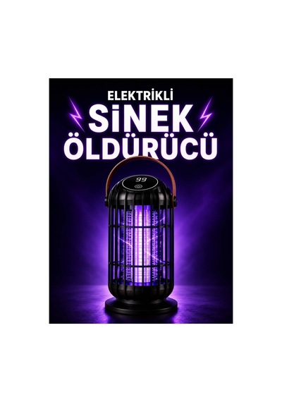 Şarjlı Elektrikli Sinek Öldürücü Lamba Dijital Ekranlı Sinek Öldürücü Type-c Şarjlı, Uv Mor Işıklı, Kablosuz Sivrisinek Öldürücü