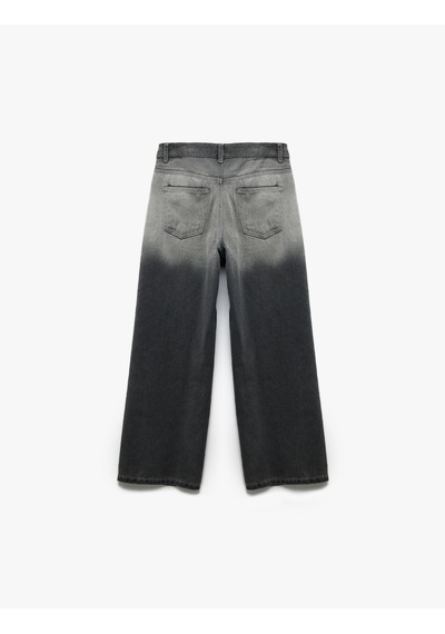 Koton Pamuklu Cepli Wide Leg Jean Pantolon Gri 6wkg40033ad Gri