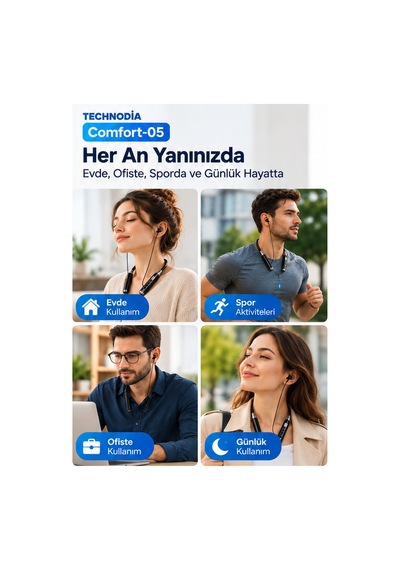 Technodia Comfort-05 Bluetooth 5.4 Boyun Tipi Kulak İçi Kulaklık