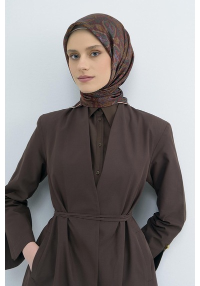 Armine Sura Saf İpek Eşarp 9540 - 34 Bordo Batik Desen Bordo