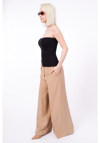 Seeh Siyah Straplez Basic Kadın Bluz Sh247 Standart