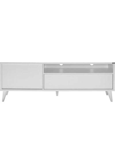 Adoremobilya Retro Wide Kapaklı Çekmeceli Tv Sehpası - Diamond Beyaz