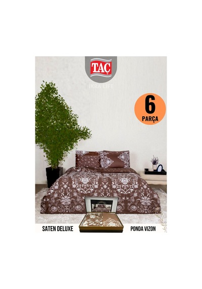 Ponda Vızon Deluxe Saten Cift Kişilik Nevresim Takımı Çok renkli