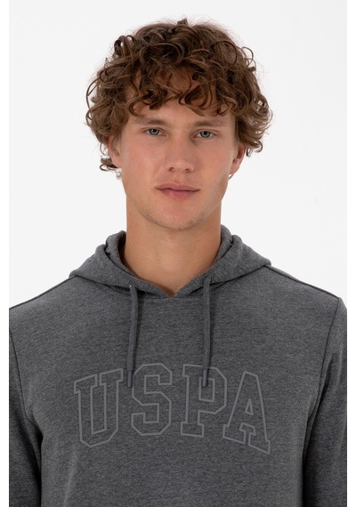 U.S. Polo Assn. Erkek Regular Fit Kapüşonlu Antrasit Melanj Basic Sweatshirt 50315663-VR081