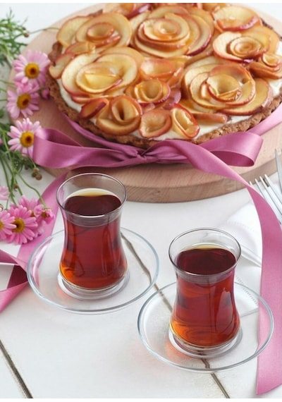 LAV Duru Cam Çay Seti 6 Kişilik 155 ml (6 Çay Bardağı, 6 Çay Tabağı)