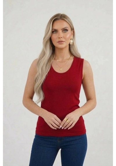 Hashtag Kadın Prenses Yaka Sıfır Kol Body Günlük Viskon Kumaş Bordo
