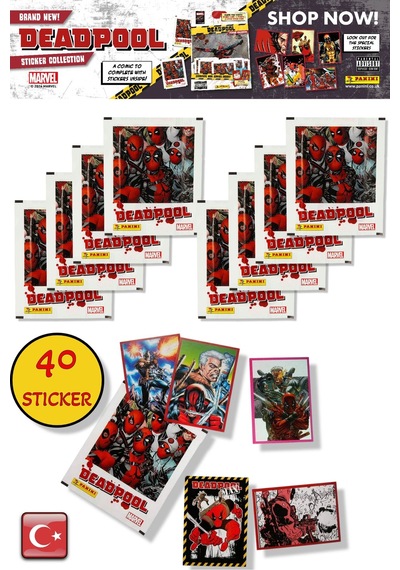 8 Paket - Marvel Deadpool Çıkartma Paketi Panini Lisanslı Ürün 40 Stıcker