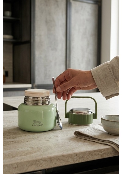 Cooker Leopar 500 Ml Kaşıklı Yemek Termosu Yk1516 Yeşil