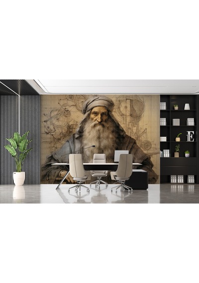 Leonardo Da Vinci İllüstrasyon Poster Duvar Kağıdı Renkli