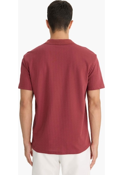 Defacto Regular Fit Polo Yaka Waffle Kısa Kollu Tişört F0315ax25aubn367 Kahve