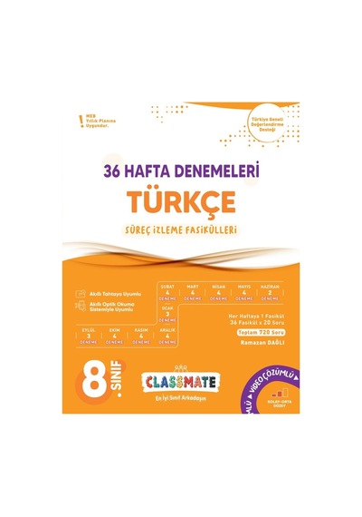 Okyanus 8. Sınıf Classmate 36 Hafta Denemeleri Türkçe Süreç İz.