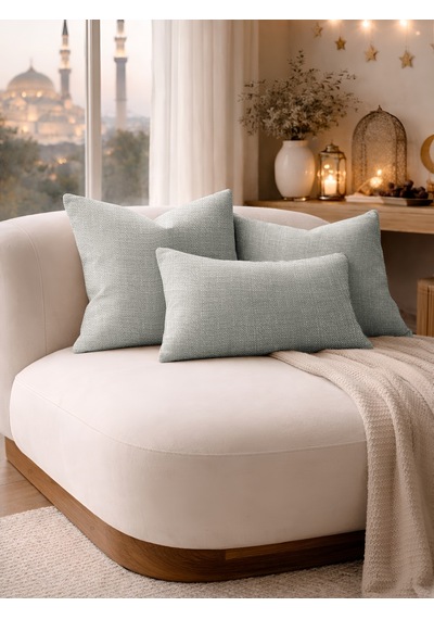 Br Perle Açık Gri Keten Dokulu Dekoratif Kırlent Kılıfı Modern Salon Koltuk Yastığı