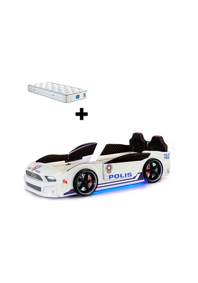 Türk Polis Arabalı Yatak Kapıları Açılan Mustang Full Ledli Kumandalı Ve Müzikli + Ortopedik Yatak Türk Polis Arabalı Yatak Kapıları Açılan Mustang Full Ledli Kumandalı Ve Müzikli + Ortopedik Yatak