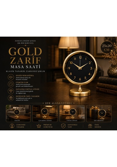 Gold Harmony 25 X 20 Gold Metal Masa Saati