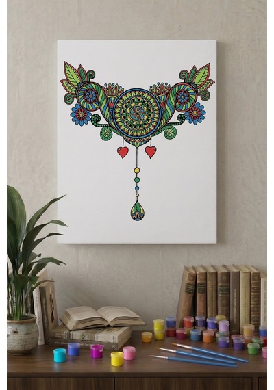 Bohem Desenli Mandala Tuval Boyama Seti 40x50 Cm