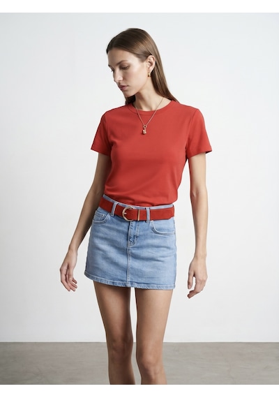 Dilvin 32779 Bisiklet Yaka T-shirt-kırmızı