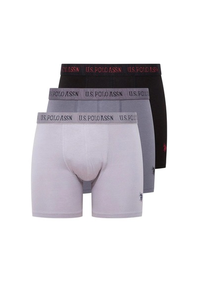 U.S. Polo Assn. U.s Polo Assn. 80517 Erkek Pamuklu 3'lü Boxer-siyah&antrasit&gri Siyah