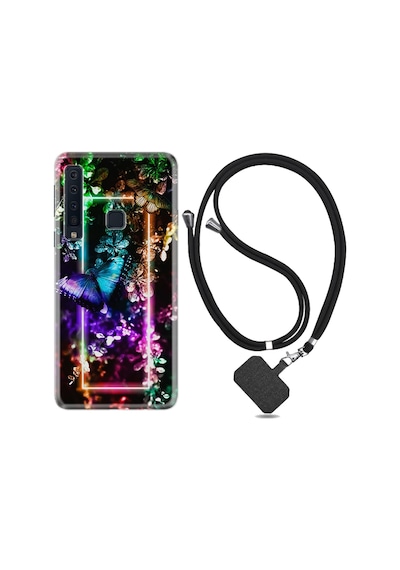 Samsung Uyumlu Galaxy A9 2018 Kilif Ipli Askili Butterfly Neon 1684 529063113