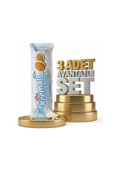 Afia Vanilya Kremalı Sandviç Bisküvi 3x60 Gr