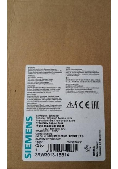 Sıemens Sırıus-softstarter 1.5kw 3.6a 3rw3013-1bb14