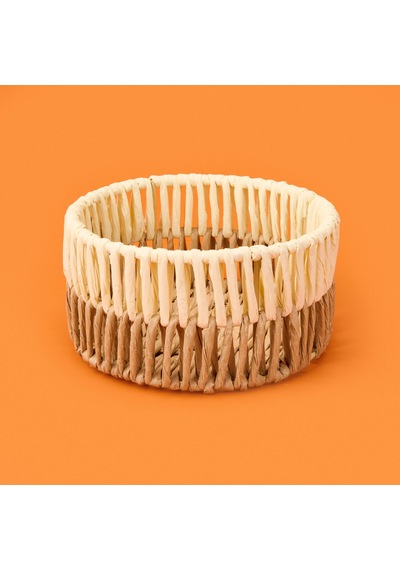 Living Palm Breeze Dekoratif Sepet - Bej / Beyaz - 20x10 Cm Çok Renkli
