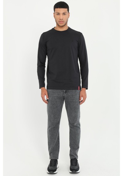 Dufy Erkek Regular Fit Bisiklet Yaka Siyah Sweatshirt-25503