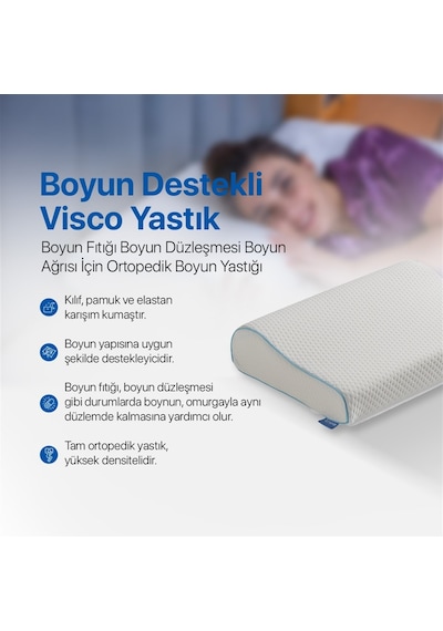 SimpleThePillow Boyun Destekli Visco Yastık Boyun Fıtığı Boyun Düzleşmesi Boyun İçin Ortopedik Boyun Yastığı 60*40*11*8