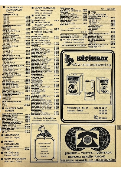 İzmir 1982-1983 Meslek Reklam İlanı Efemera S599
