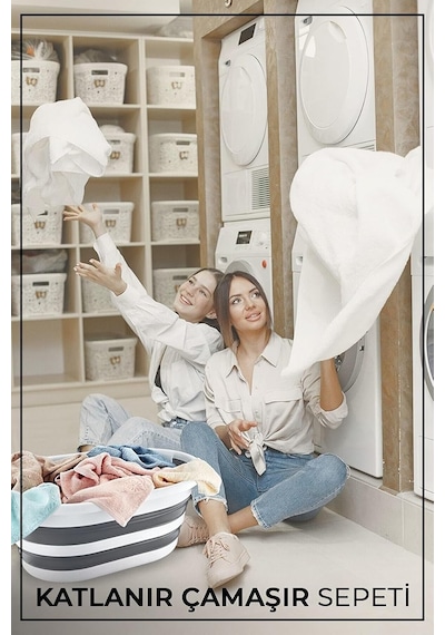 Pazar Kapısı Katlanabilir Silikon Akordiyon Çamaşır Sepeti Sele 27 L 27 Litre Diğer
