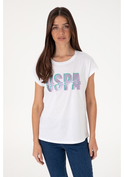U.S. Polo Assn. Kadın Beyaz Bisiklet Yaka Tişört 50299764-VR013