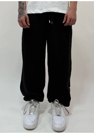 Zaee Western Kovboy Nakışlı Ayarlanabilir Paça Baggy Eşofman Altı Siyah