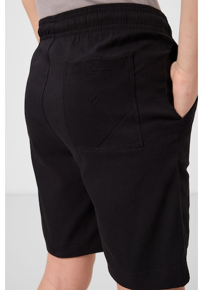 Siyah Pamuklu Oversize Fit Dokuma Hafif Esnek Chino Erkek Çocuk Şort Takım - 11278 Siyah