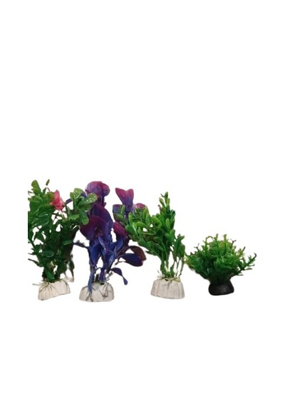 Akvaryum Plastik Yapay Bitki 10-12 Cm Renkli 4 Adet