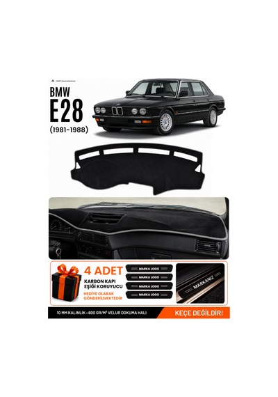 Bmw E28 1981-1988 Uyumlu Torpido Koruma, Torpido Örtüsü, Torpido Kılıfı - Siyah Gri
